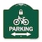 Signmission Parking W/ Lock Cycle & Bidirectional Arrow, Green & White Aluminum Sign, 18" x 18", GW-1818-23475 A-DES-GW-1818-23475 - alternate 1